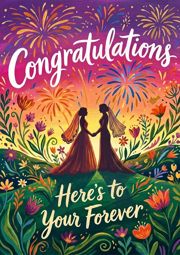 Radiant Brides Fireworks Wedding Card