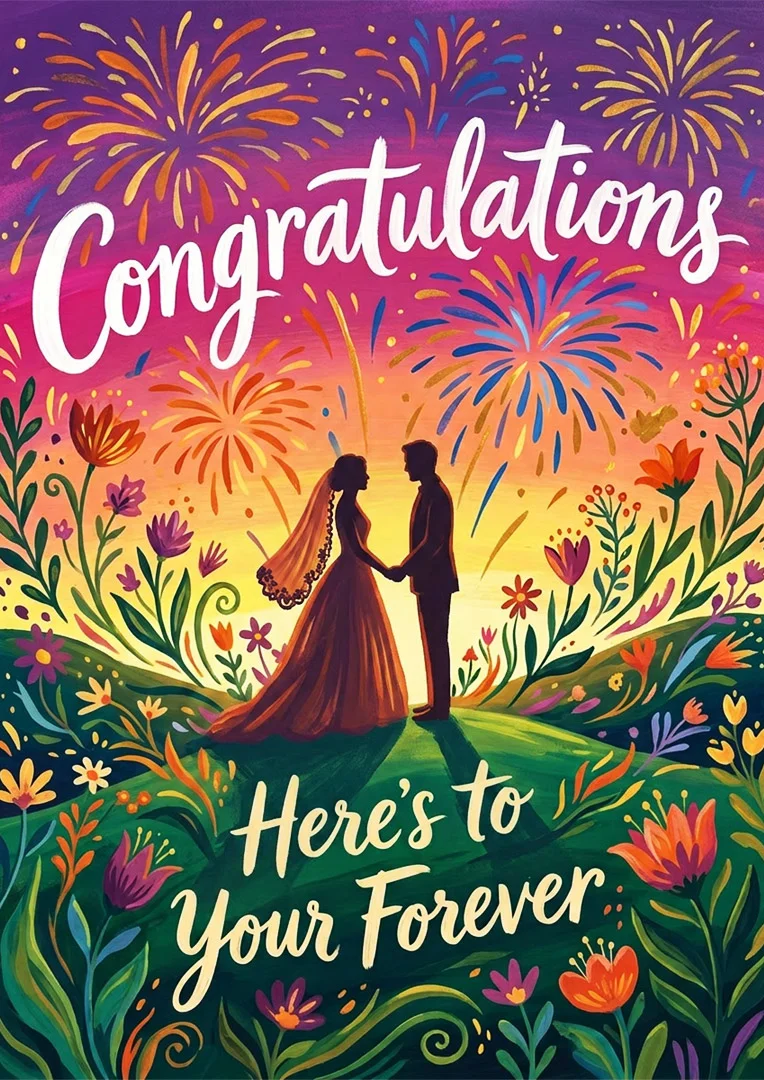 Fireworks Celebration Forever Wedding Card