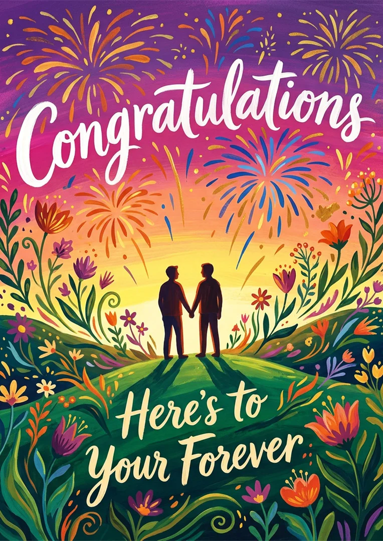Vibrant Fireworks Grooms Wedding Card