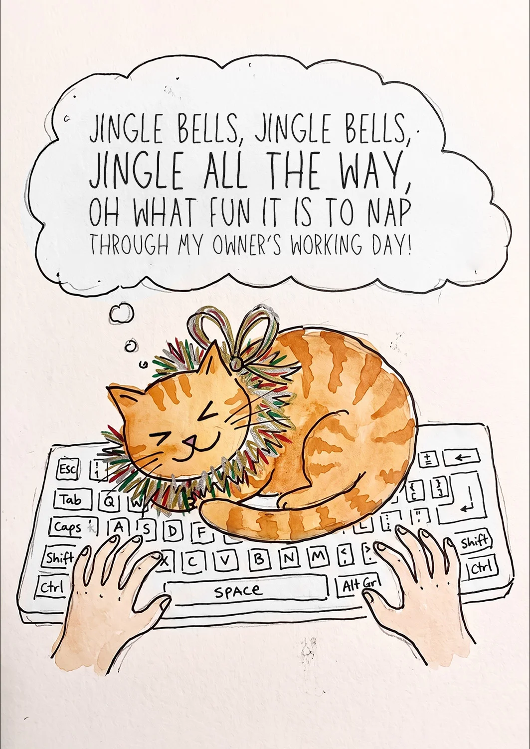 Jingle Bell Cat Christmas Card