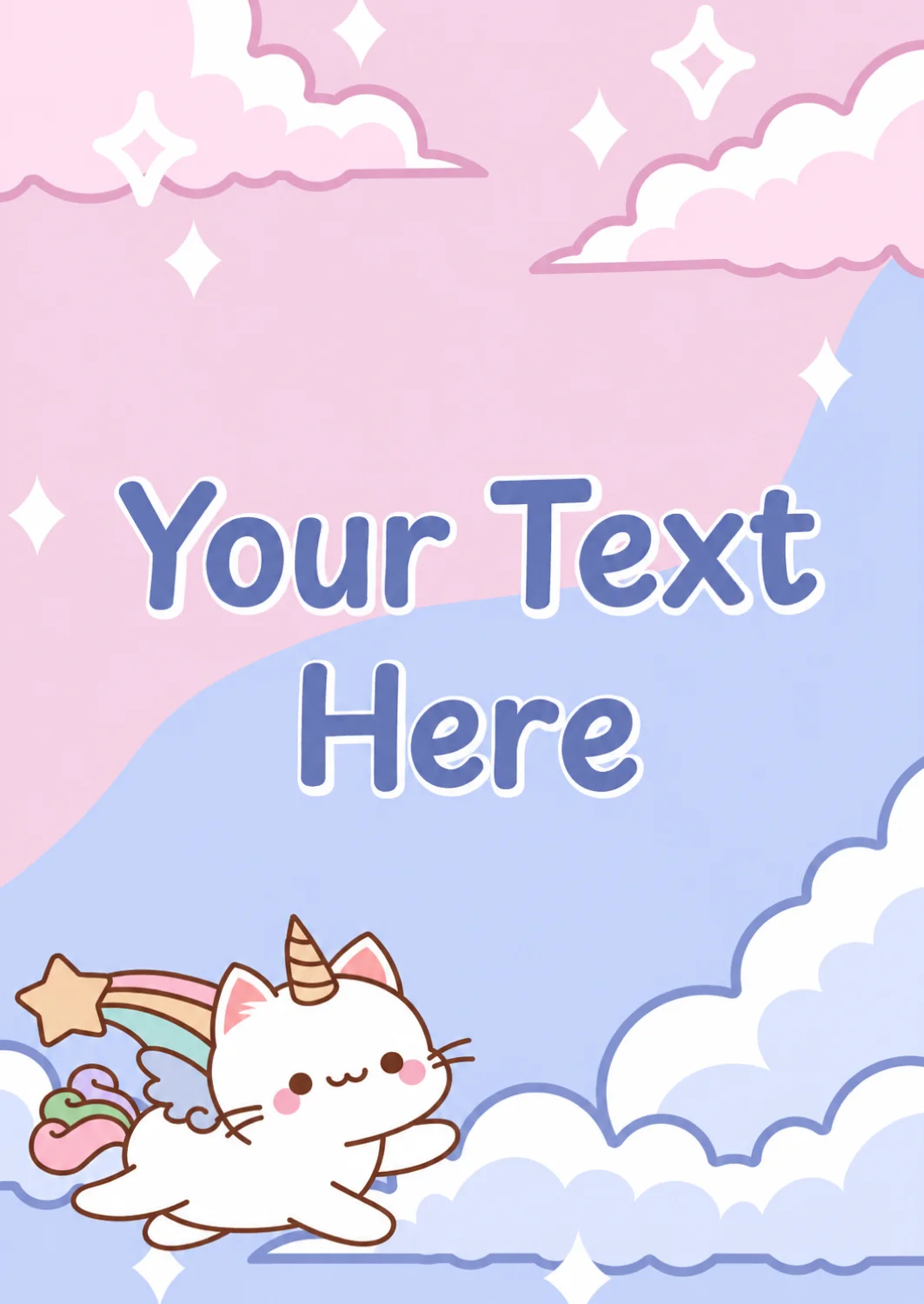 Kawaii Caticorn Good Luck Card
