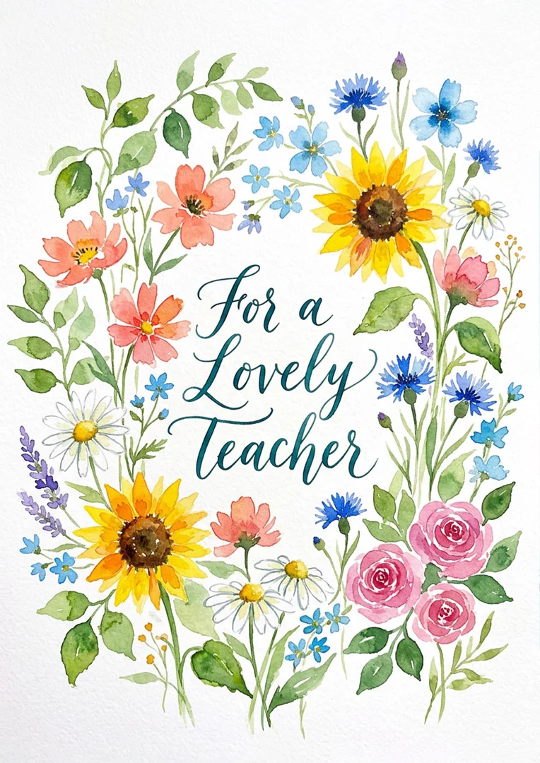 Watercolor Wildflower Teacher Thank You Card