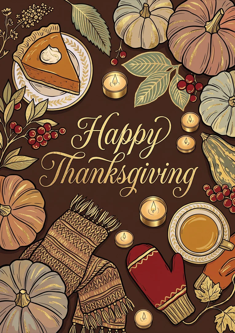 Luxe Cozy Harvest Thank You Card