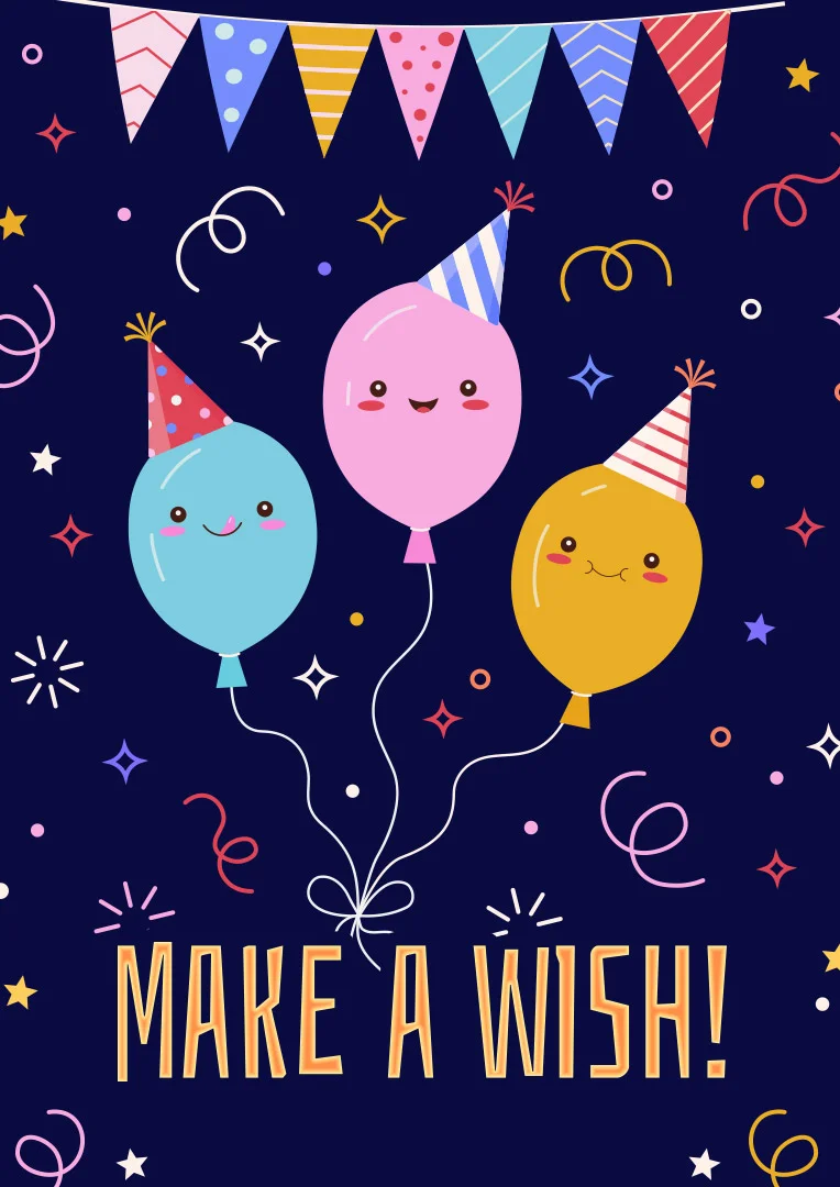 Make A Wish Balloon Birthday Card