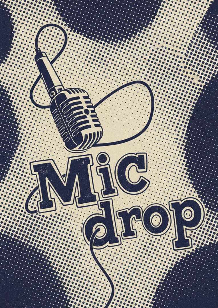 Iconic Mic Drop Good Luck Card