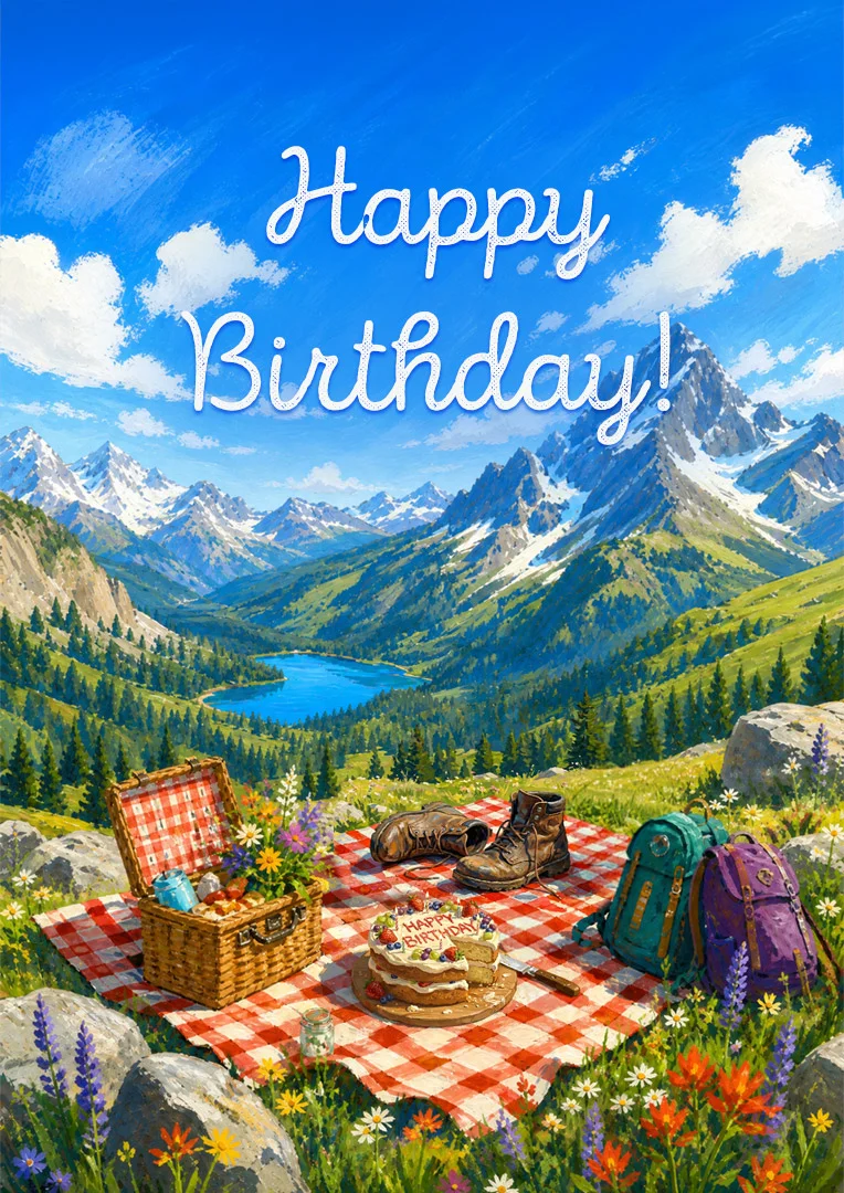 Scenic Summit Picnic Birthday Card