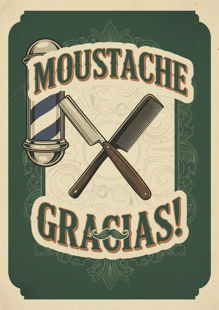 Moustache Gracias Thank You Card