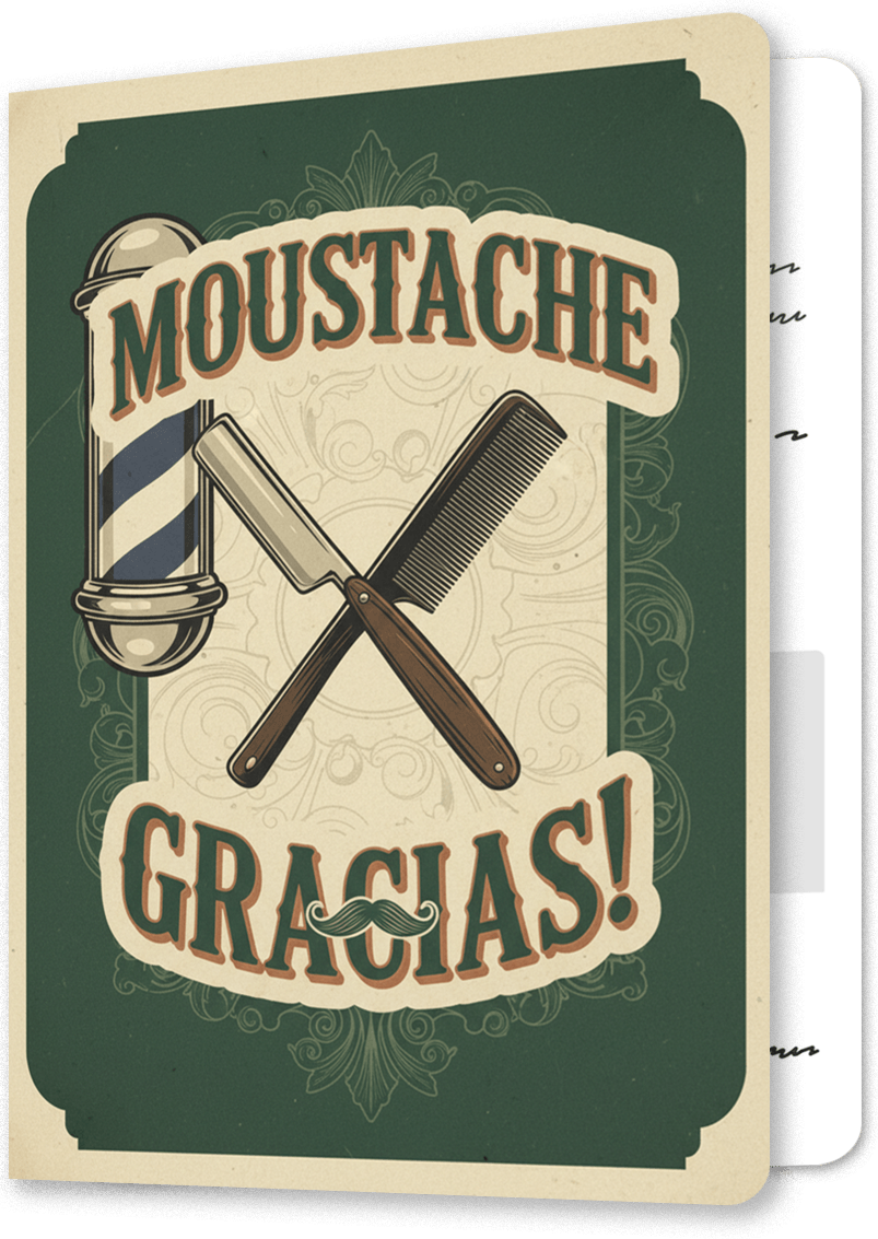 Moustache Gracias Thank You Card