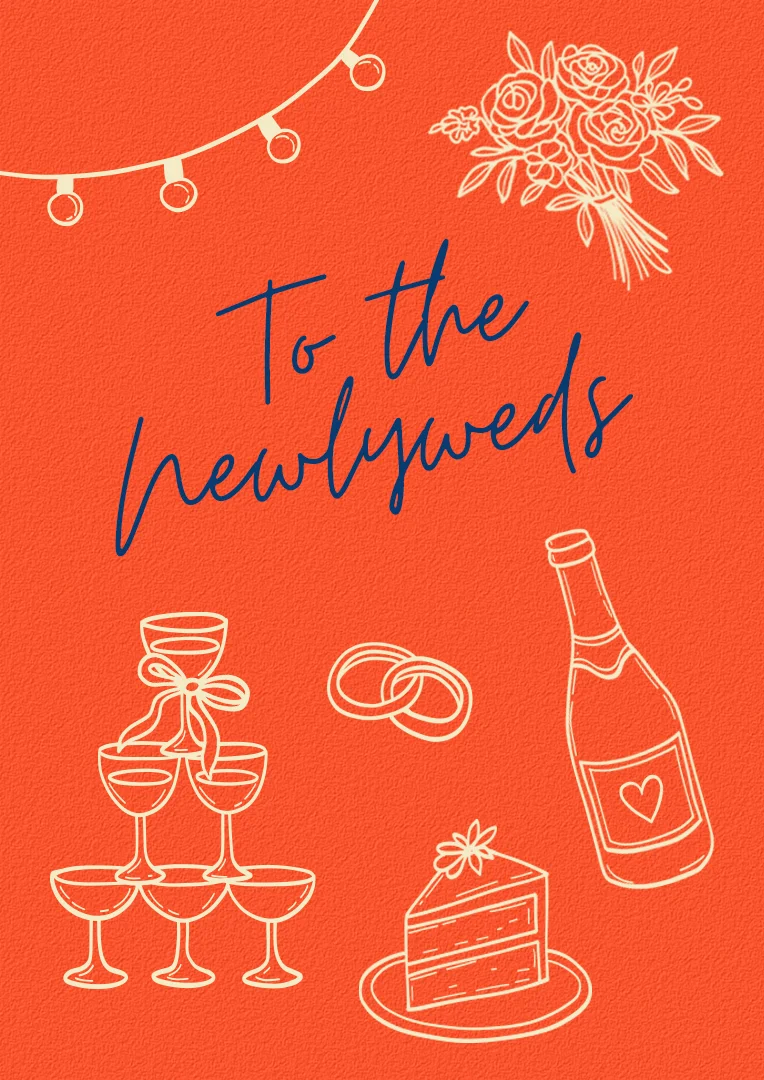 To The Newlyweds Illustrated Wedding Card