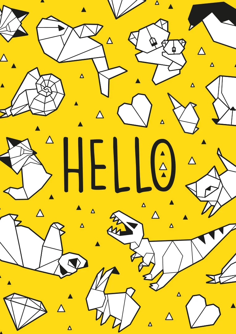 Origami Animals Hello Maternity Card