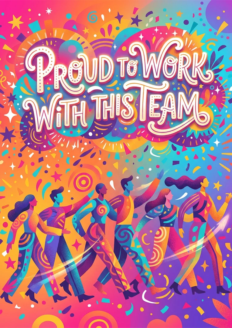 Groovy Team Work Anniversary Card
