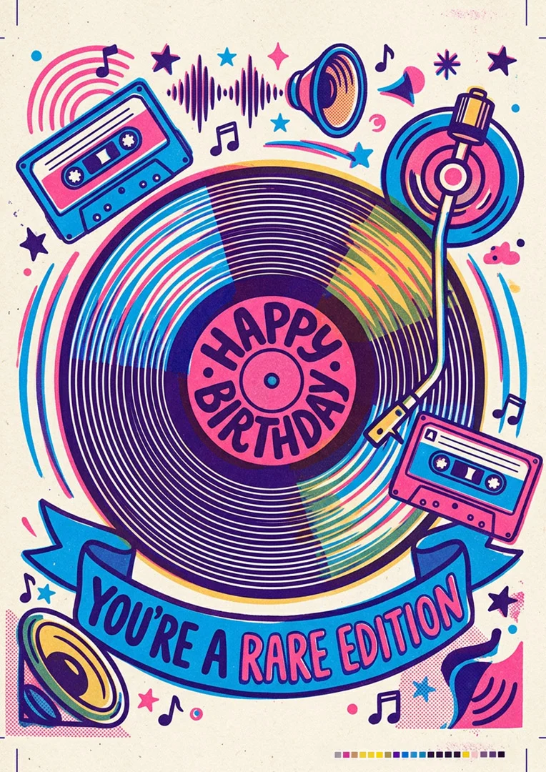 Rare Edition Retro Vinyl Birthday Card