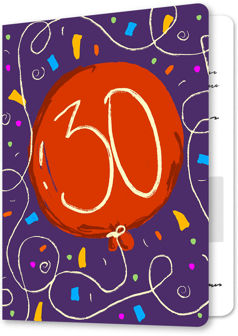<p>Festive Red Balloon 30th Birthday Card</p>
 image