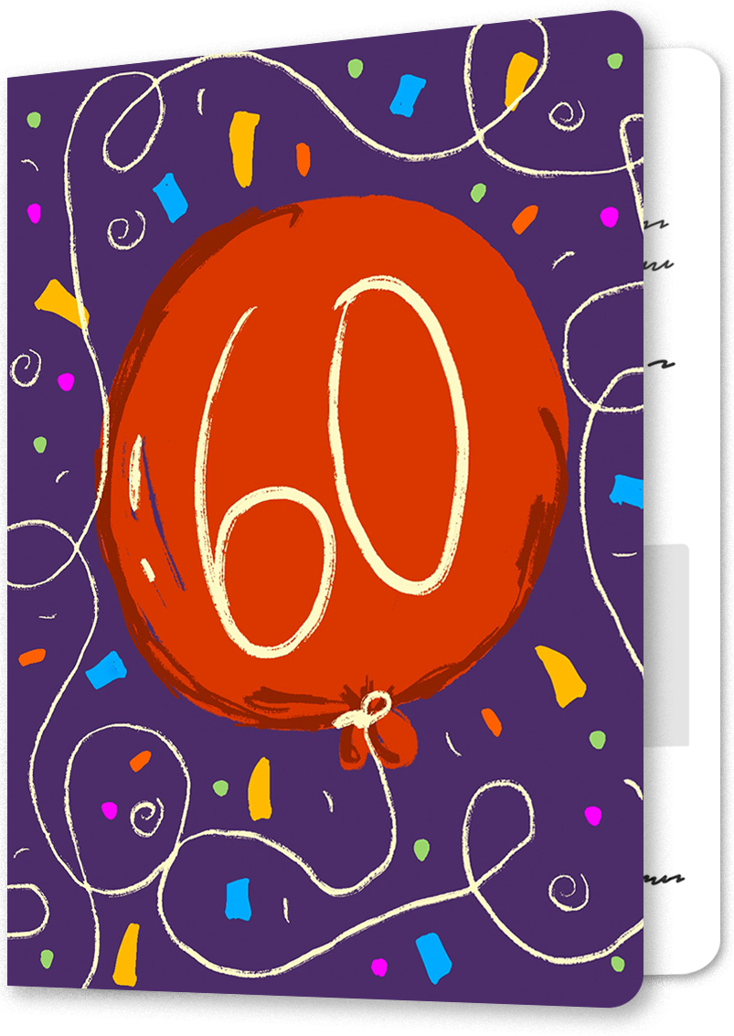 Vibrant 60th Red Balloon Birthday Card