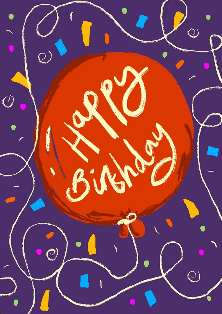 Cheerful Red Balloon Birthday Card