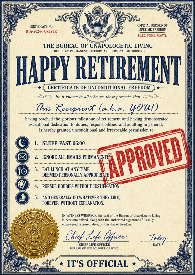 Official Freedom Approved Retirement Card