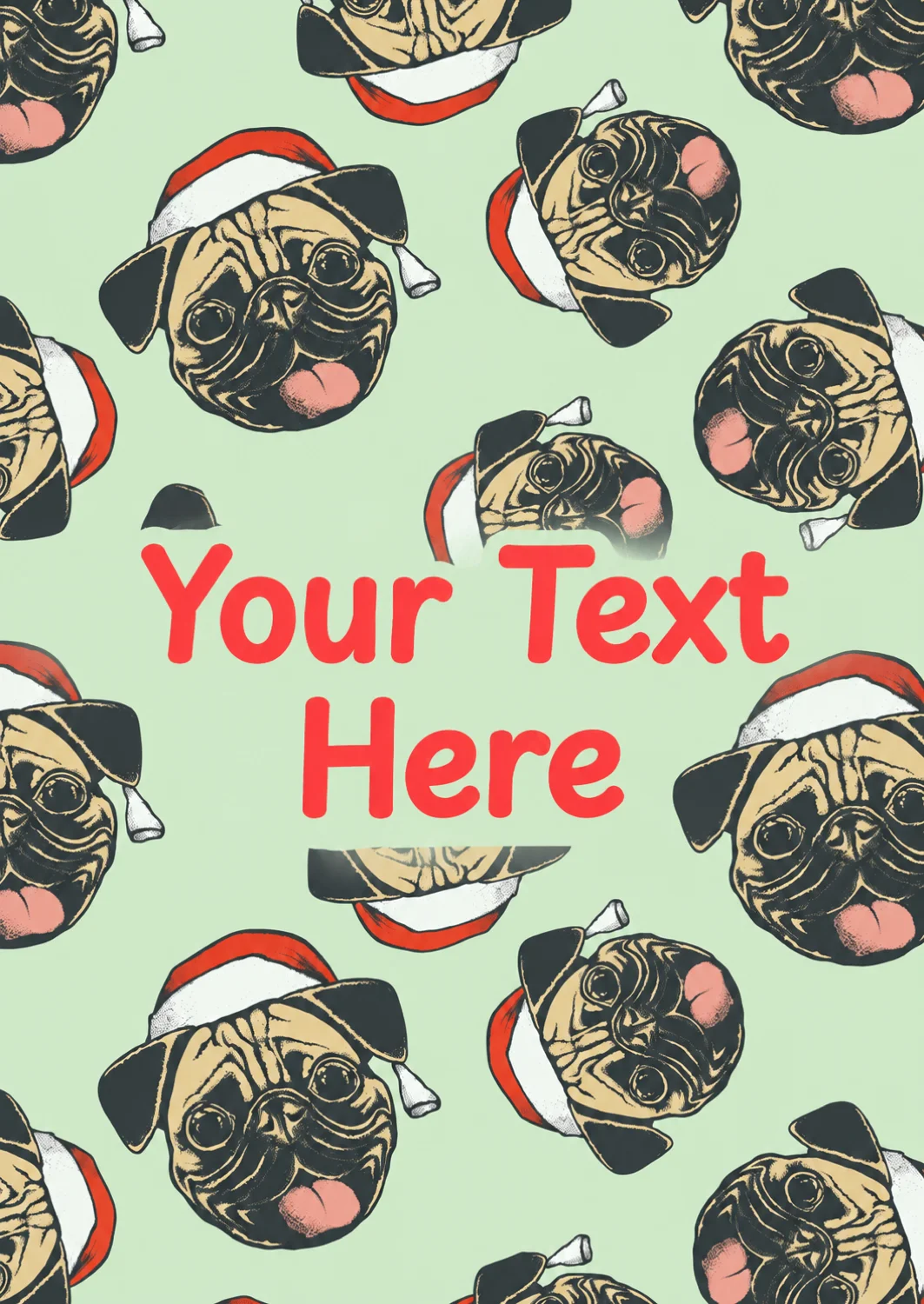 Festive Santa Pug Christmas Card