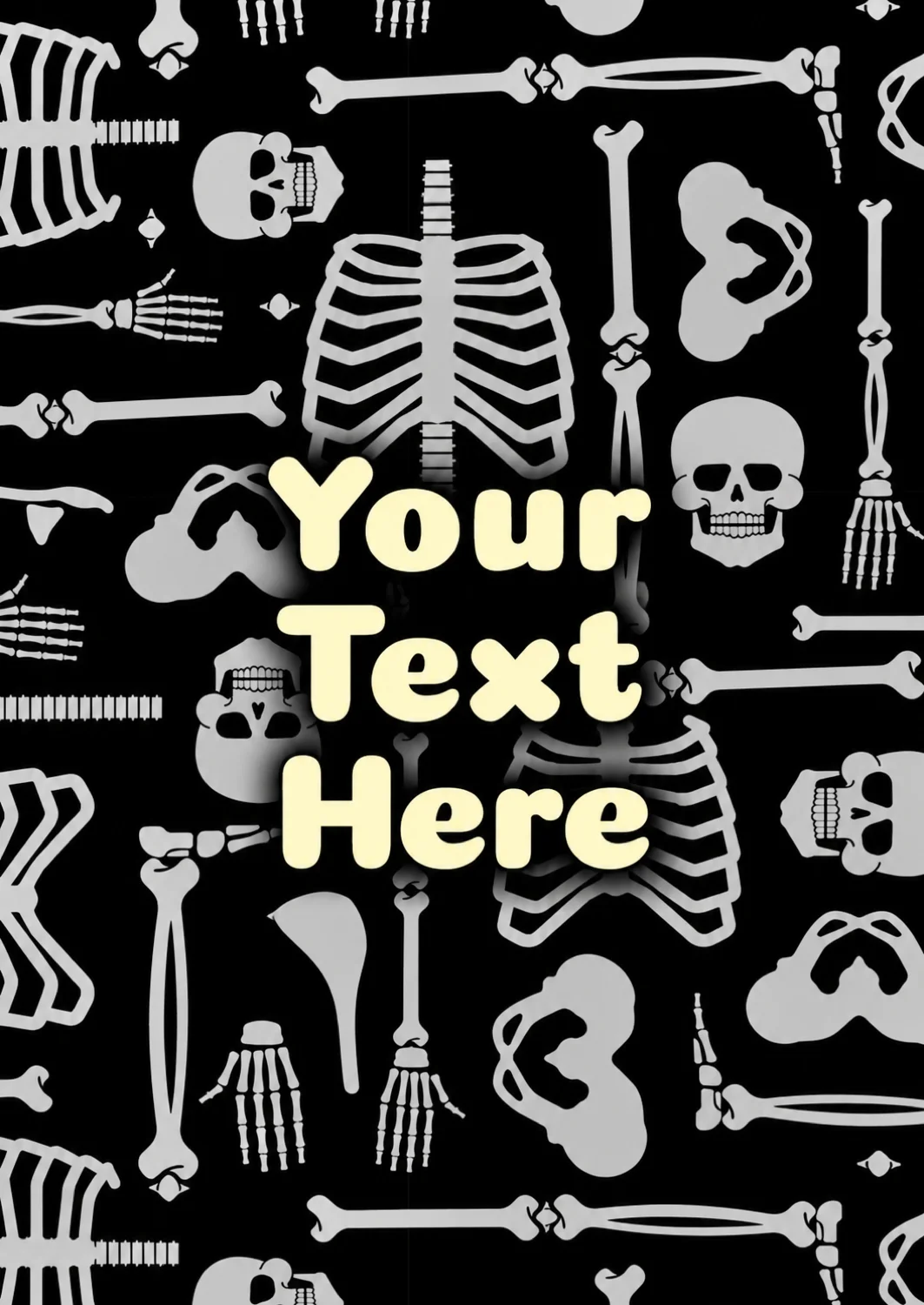 Spooky Skeleton Pattern Birthday Card