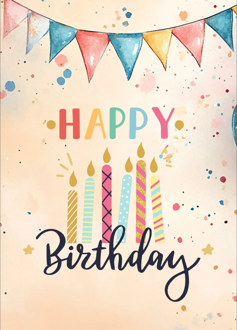 Cheerful Bunting and Candles Birthday Card
