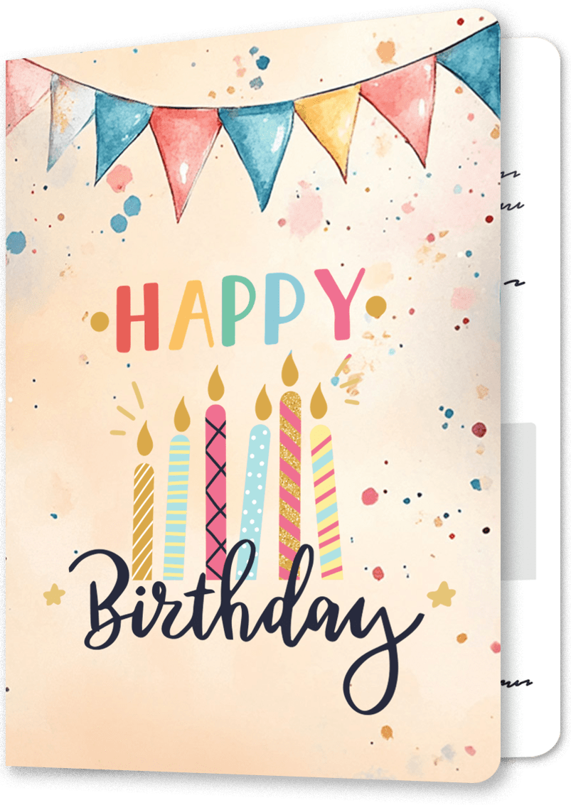 Cheerful Bunting and Candles Birthday Card