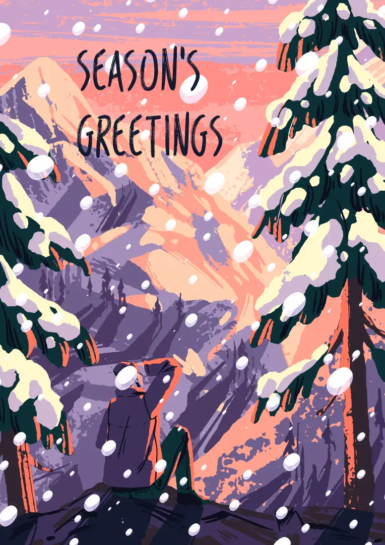 Snowy Season's Greetings Christmas Card