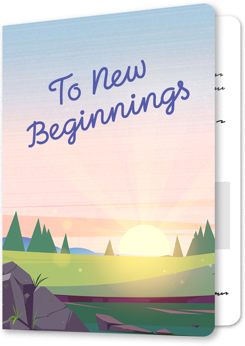 To New Beginnings Sunrise Leaving Card