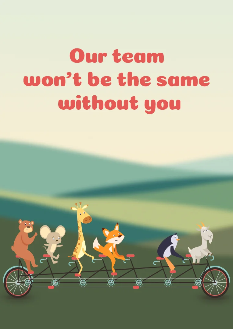 Tandem Animal Team Leaving Card