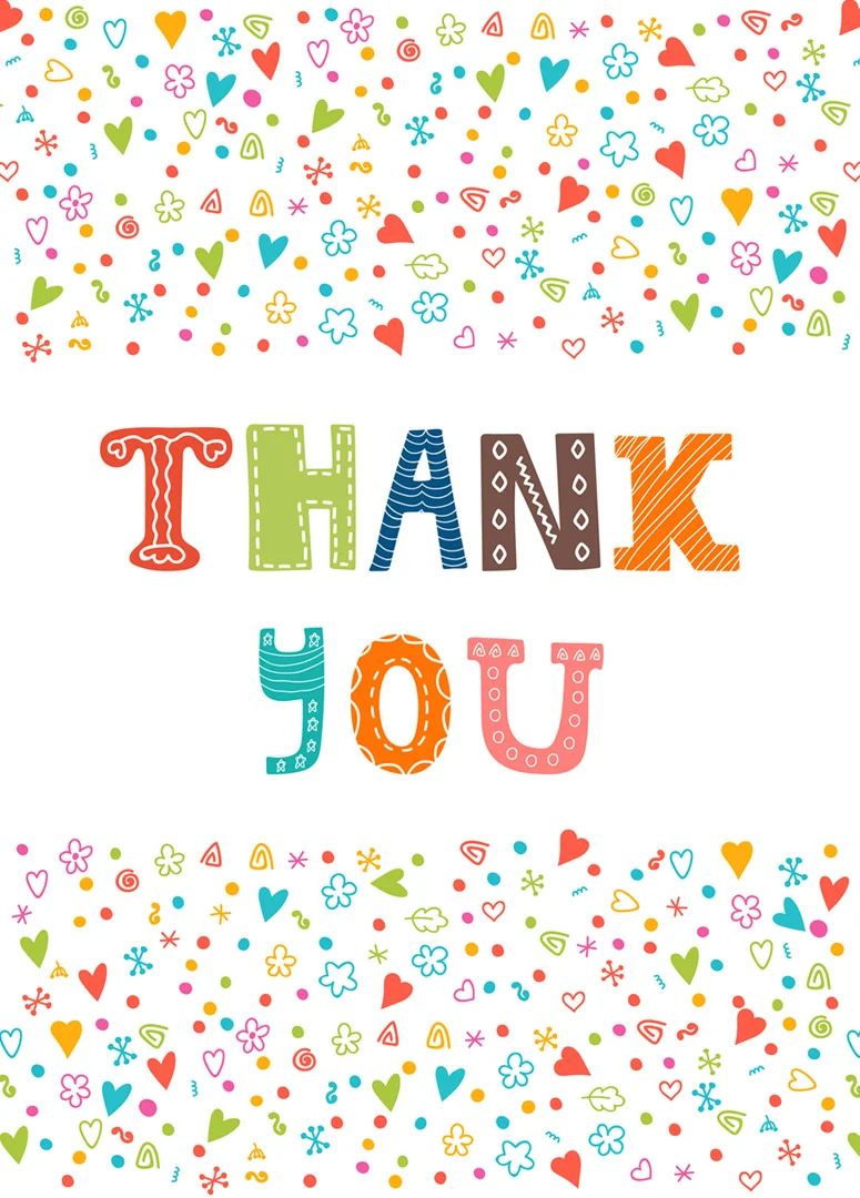 Colourful Block Letters Thank You Card