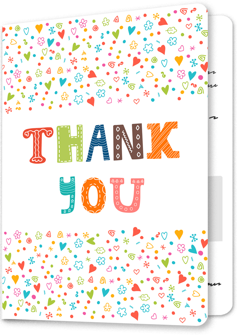 Colourful Block Letters Thank You Card