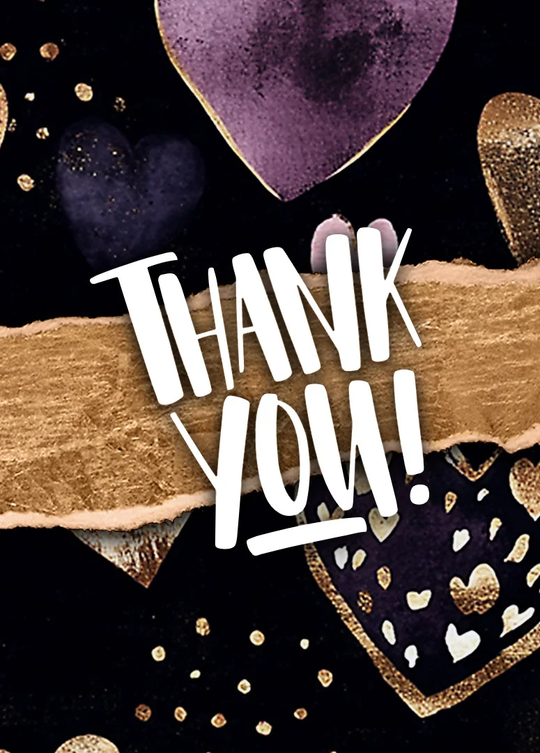 Mystical Dark Hearts Thank You Card