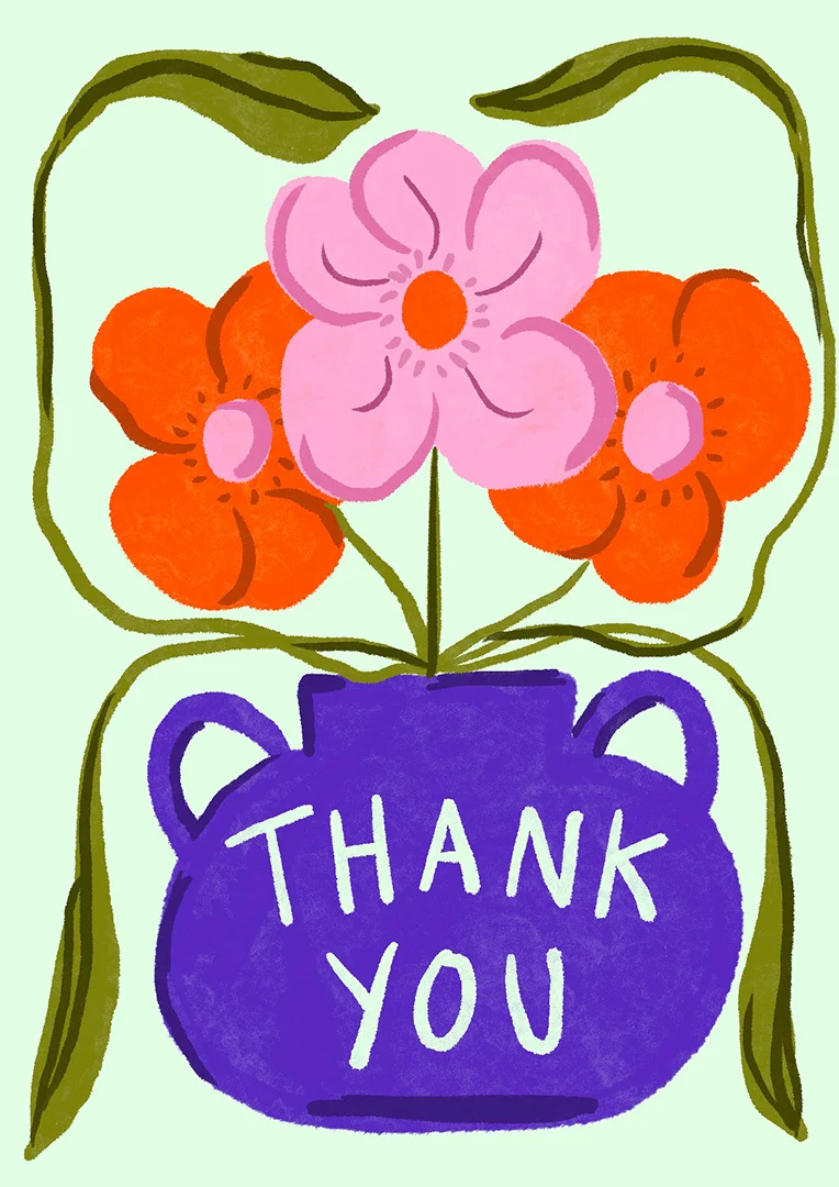 Floral Purple Vase Thank You Card