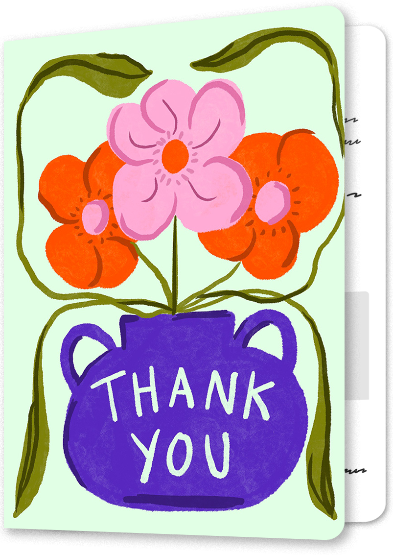 Floral Purple Vase Thank You Card