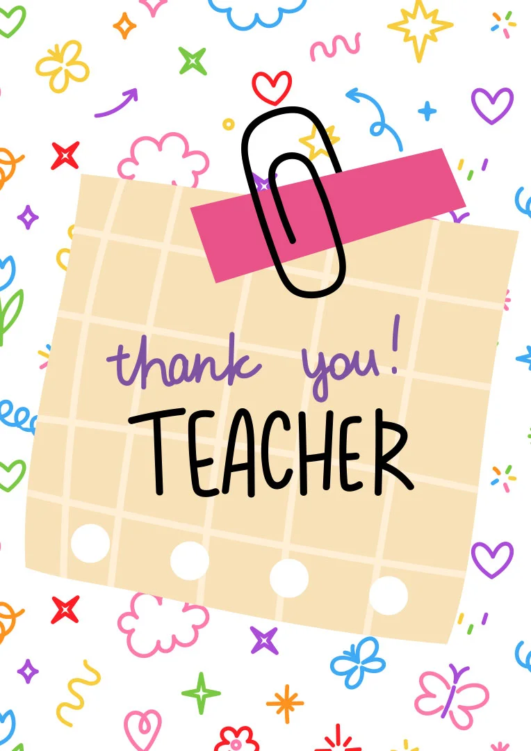 Cheerful Teacher Thank You Card