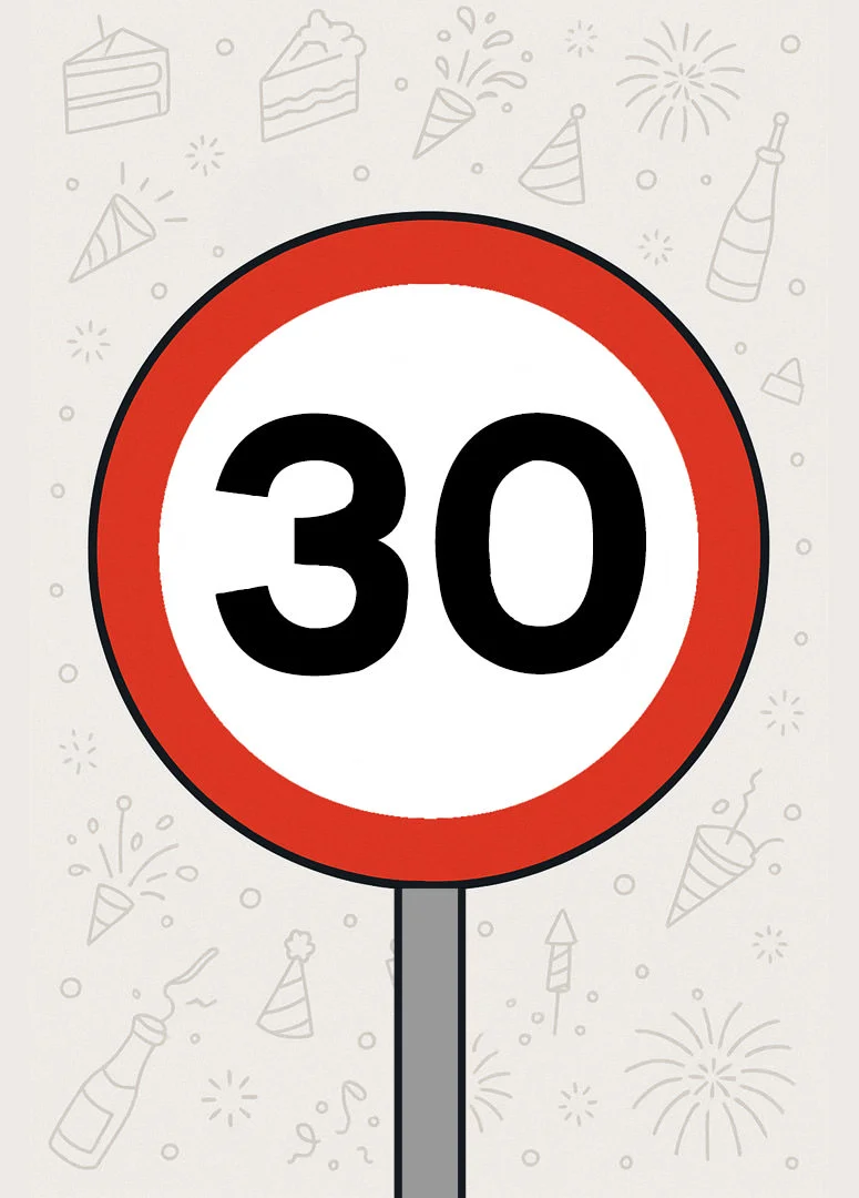 New Speed Limit 30 Birthday Card