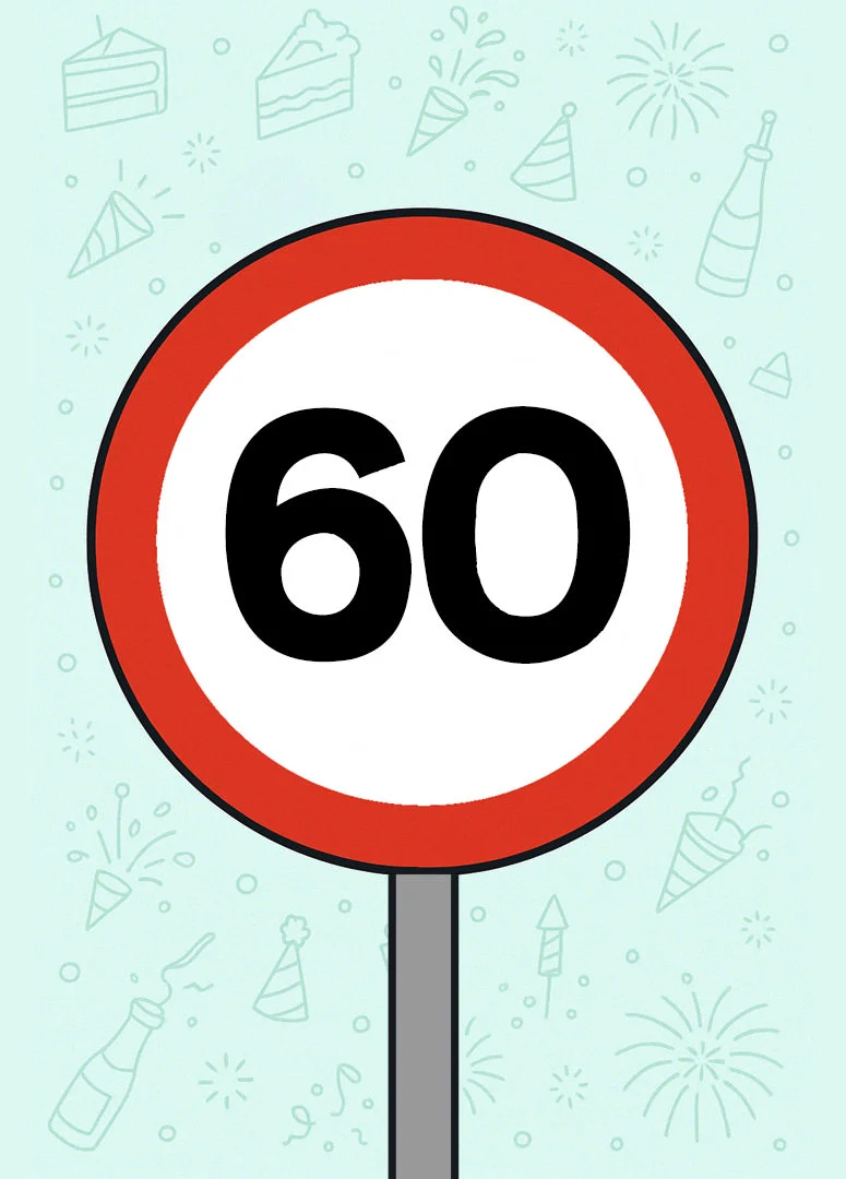 Speed Limit 60 Birthday Card