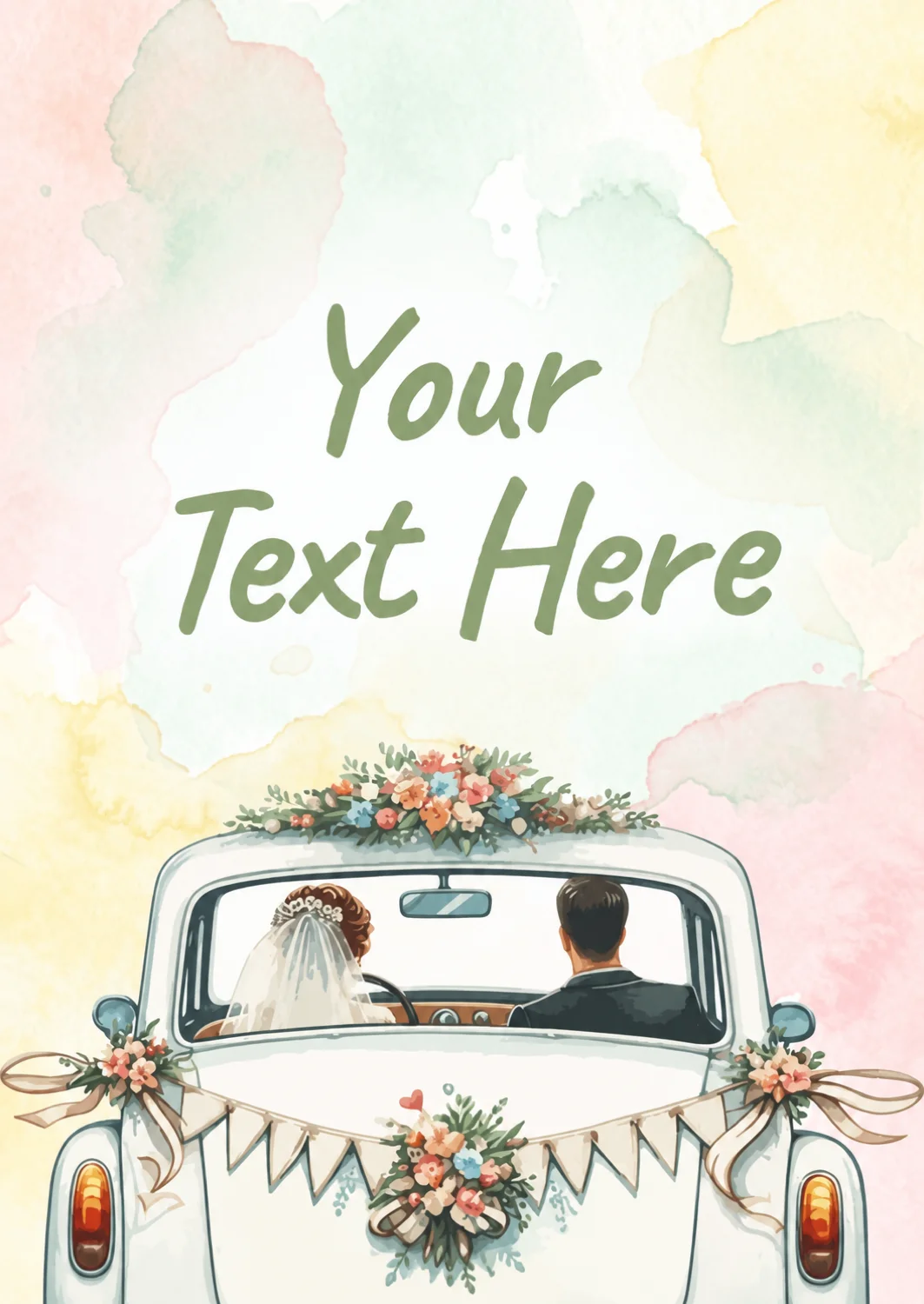 Just Married Watercolor Wedding Card