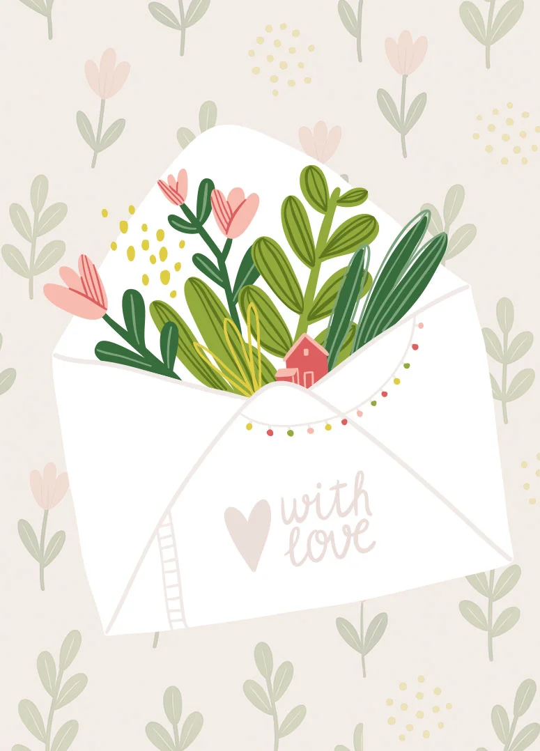 Cottage Garden Good Luck Card