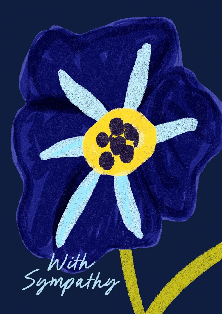 Deep Blue Floral Sympathy Card