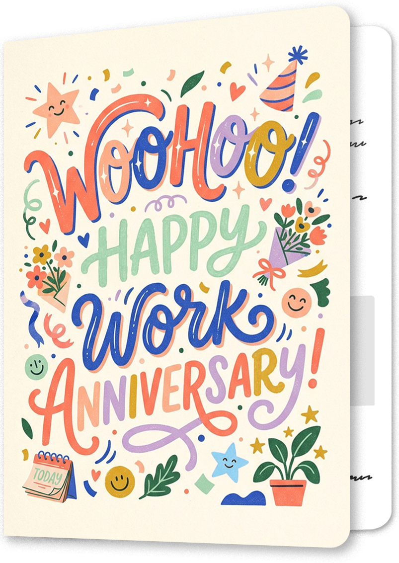 Vibrant Woohoo Work Anniversary Card