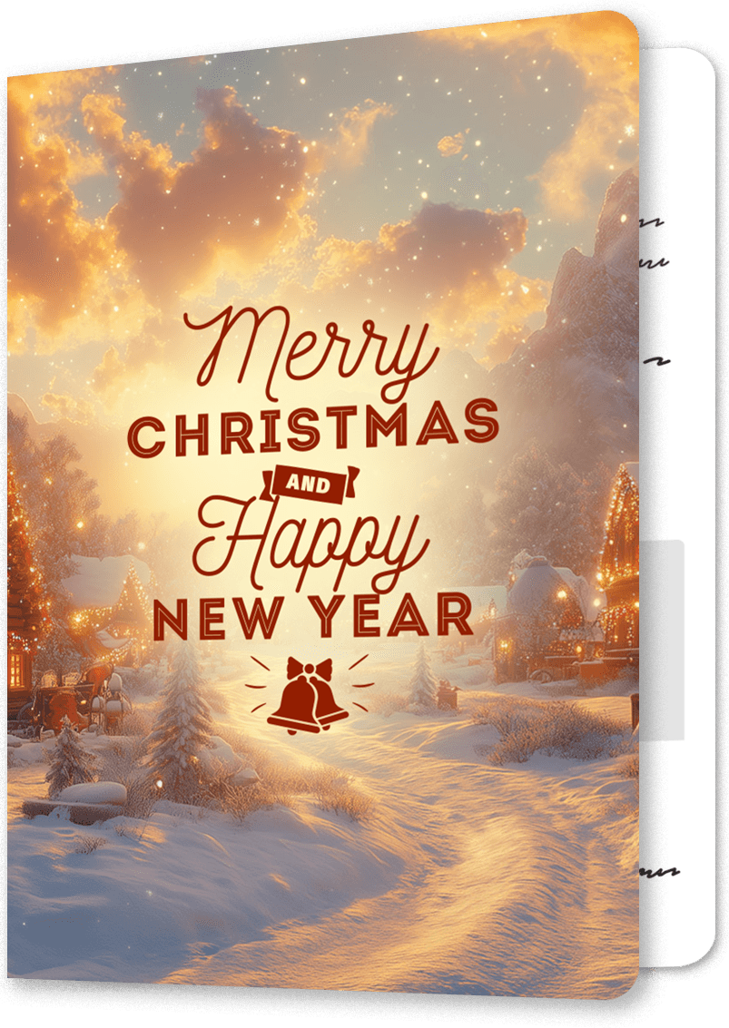 Golden Glow Village Christmas Card