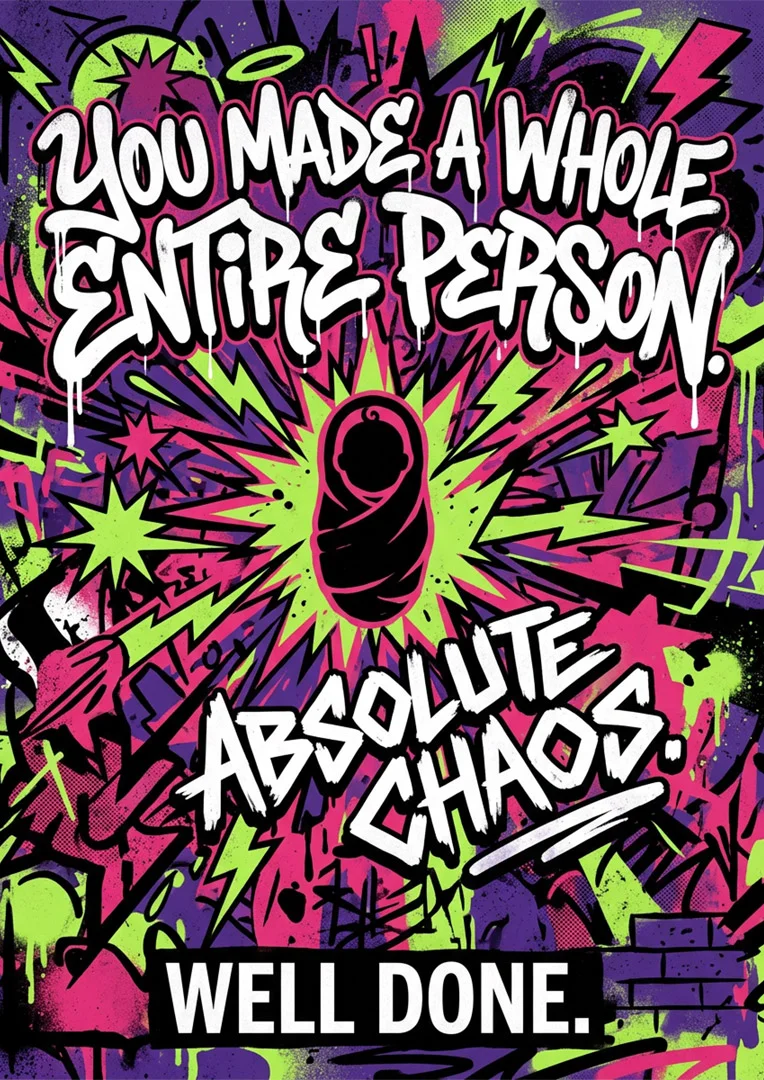 Absolute Chaos Baby Shower Card