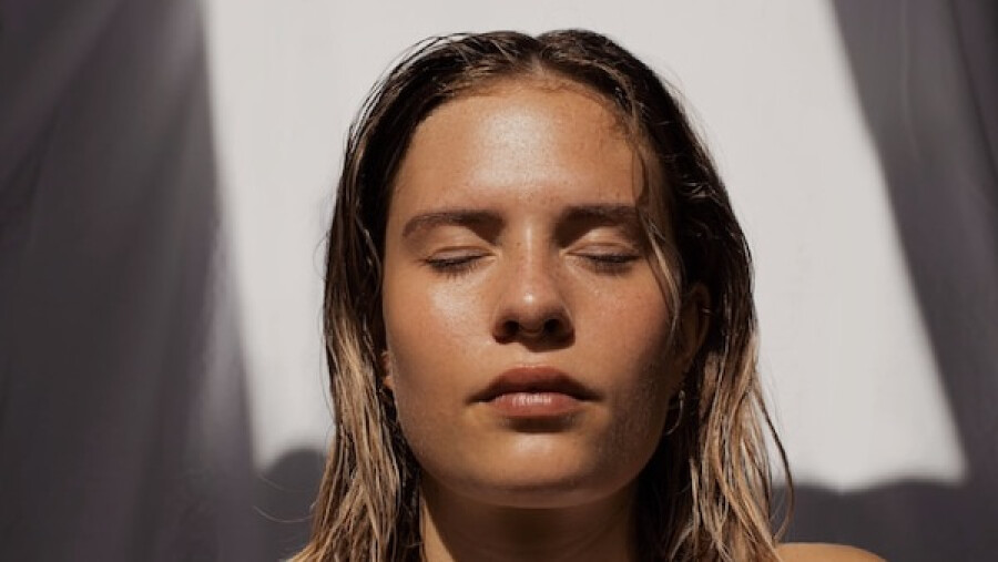 woman's tanned face