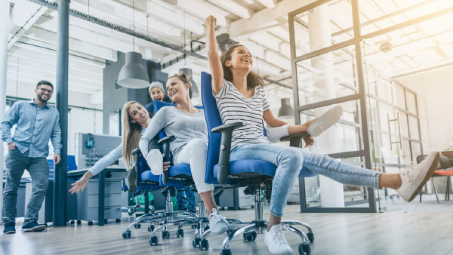 Employees having fun in the office
