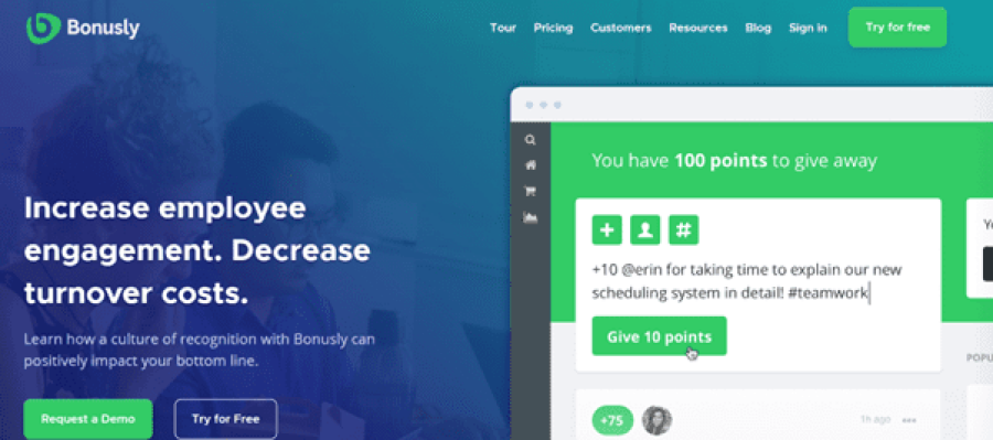 Bonusly Homepage
