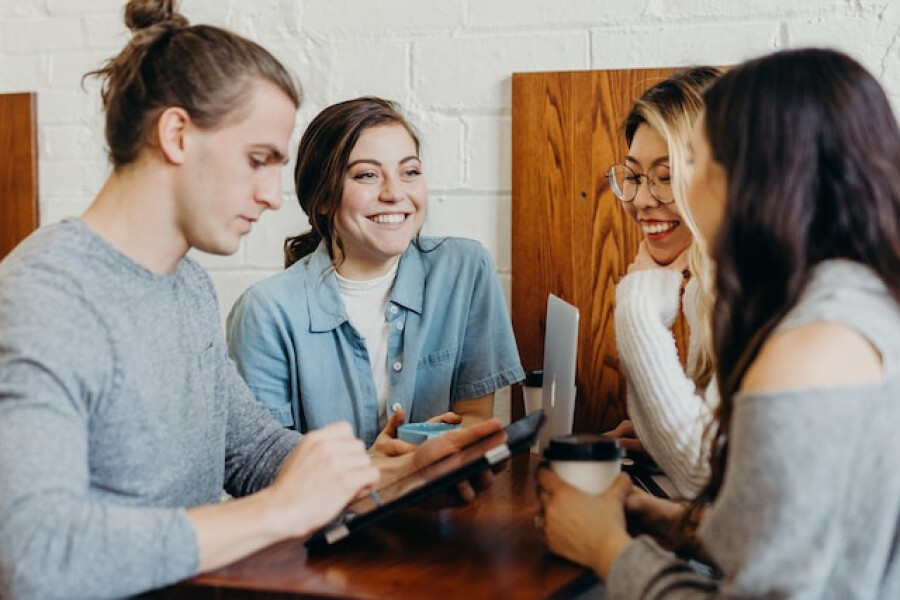 A group of friends meeting informally