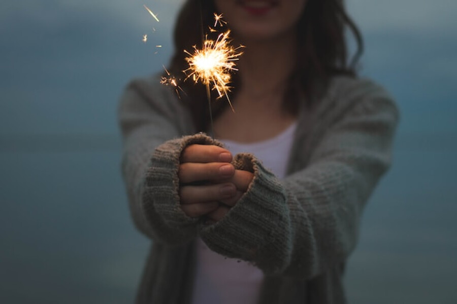 Holding an indoor sparkler