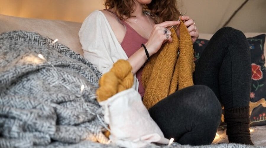 hand knitting and wool
