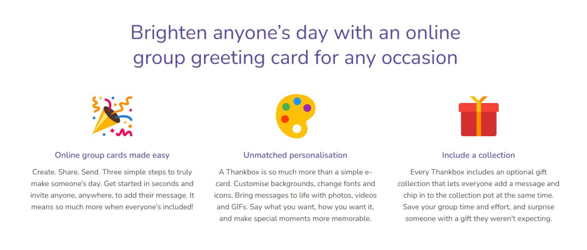 Image of Thankbox homepage feature section