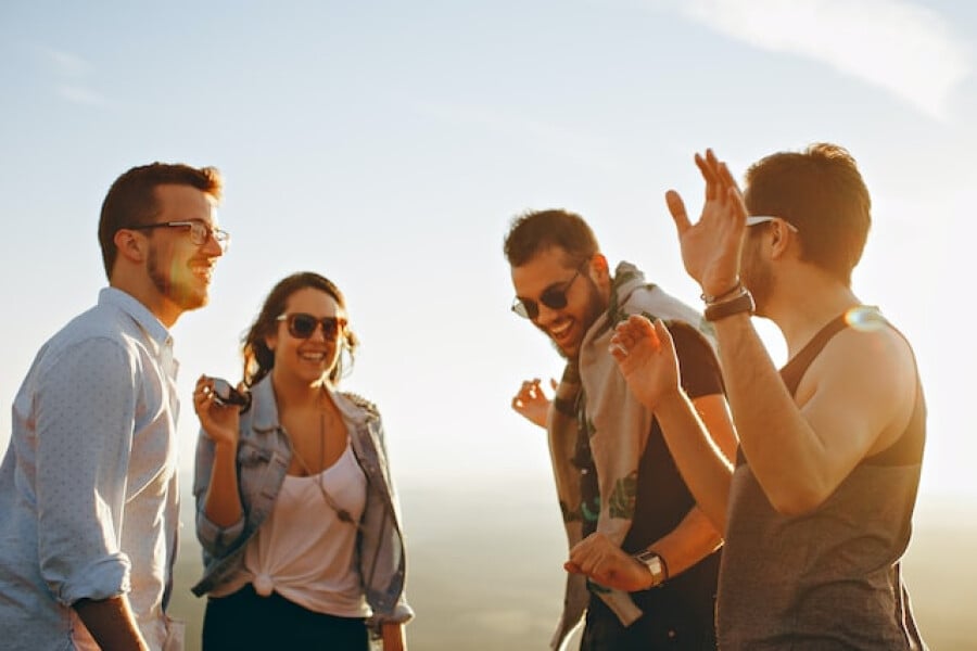 People partying al fresco at sundown