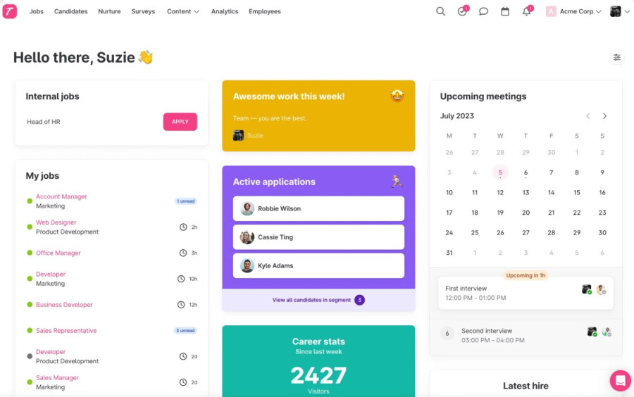Teamtailor Dashboard